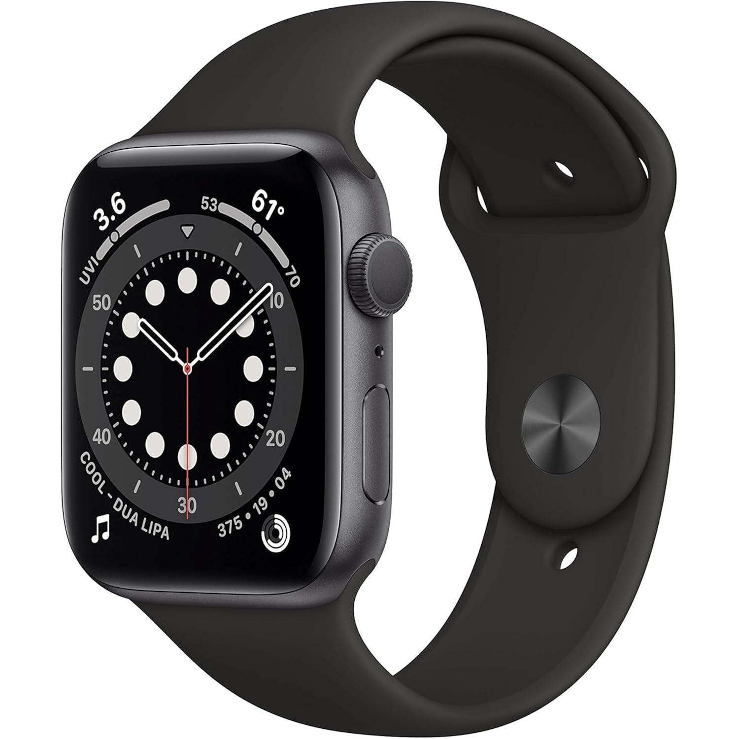 Apple Watch Series 6 (Gps, 44Mm) - Space Gray Aluminum Case With Black Sport Band (Renewed)