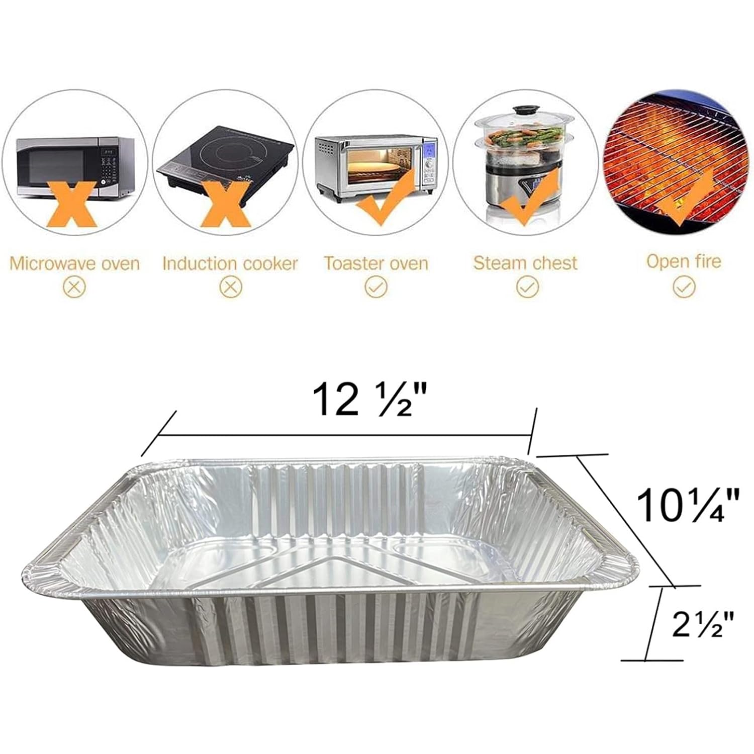 Waytiffer Aluminum Pans 9x13 Disposable Foil Pans (10 Pack) Half Size Deep Steam Table Pans Extra Thick for Baking, Cooking, Roasting, Heating, Serving & Lining Steam-Table Trays