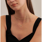 NECOCY Layered Gold Necklaces for Women, Dainty Layered Necklace 14k Gold Plated/Silver Cubic Zirconia Necklace Stack, Simple CZ Jewelry Trendy Gifts for Women