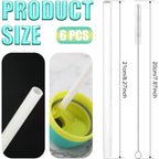 6Pcs Replacement Straws For Owala Water Bottle 24 Oz 32 Oz, Reusable Plastic Straws With Cleaning Brush For Cup 24Oz 32Oz Travel Tumbler Accessories Parts For Sports Bottle(White)