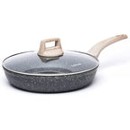 CAROTE Non Stick Frying Pan Skillet, Nonstick Granite Fry Pan with Glass Lid, Egg Pan Omelet Pans, Stone Cookware Chef's Pan, PFOA Free (Classic Granite, 10-Inch)