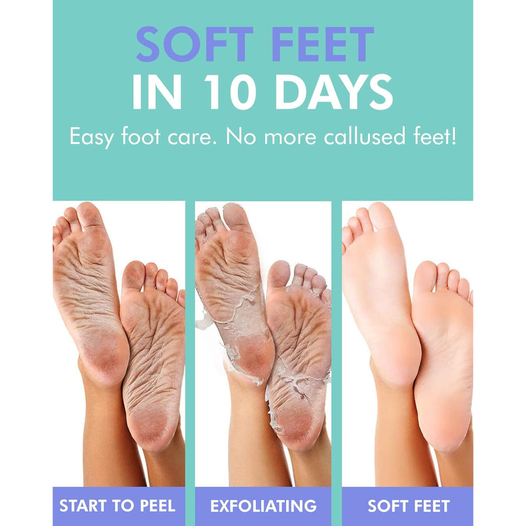 DERMAL KOREA Foot Peeling Mask 3 Pack For Dry Foot And Cracked Heel & Callus With Aloe Vera And Collagen - Exfoliating Peel Mask With Aha, Bha, & Pha And For Moisturizing, Soothing & Refreshing Feet