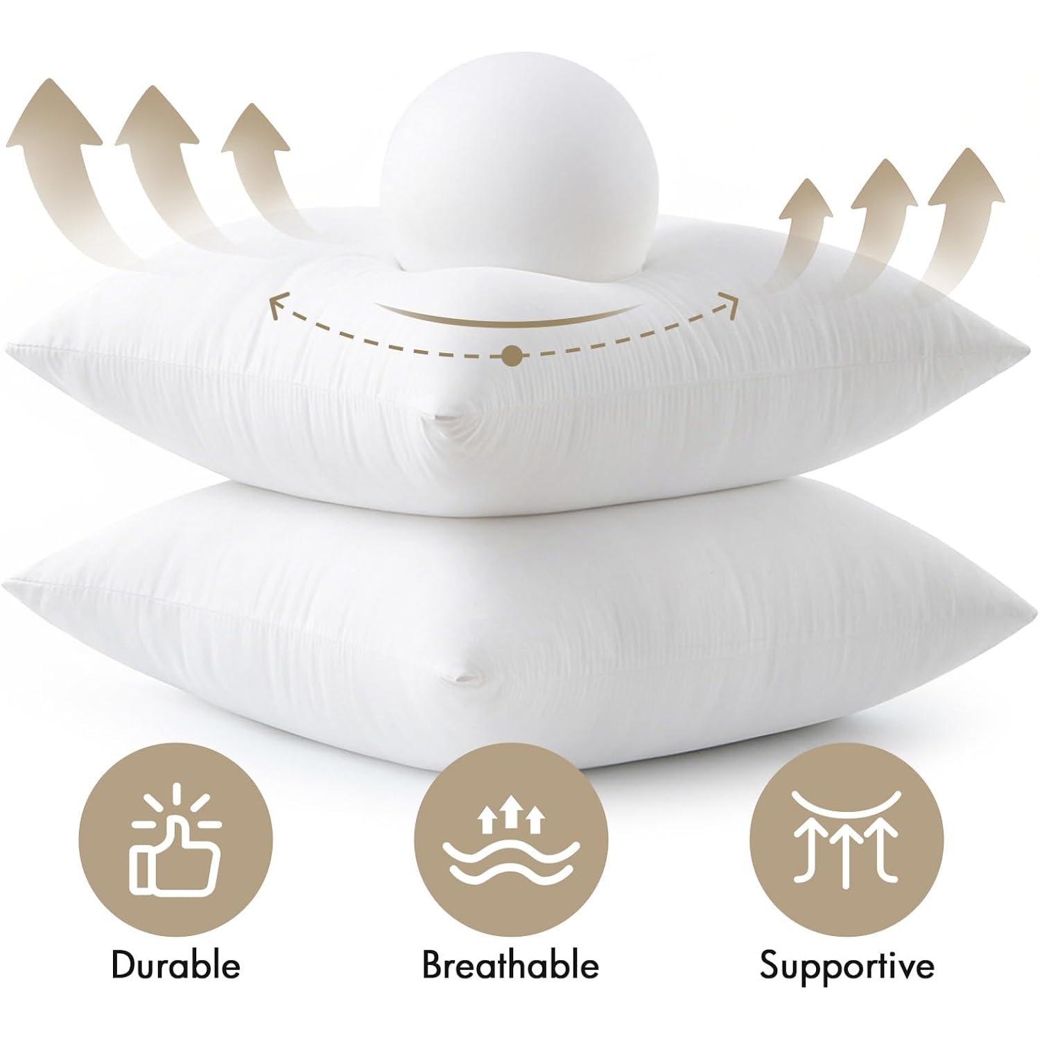 MIULEE Pillows Inserts, Pack of 4 18x18 Inch 100% Virgin Microfiber Filling Throw Pillows for Bed Couch Sofa