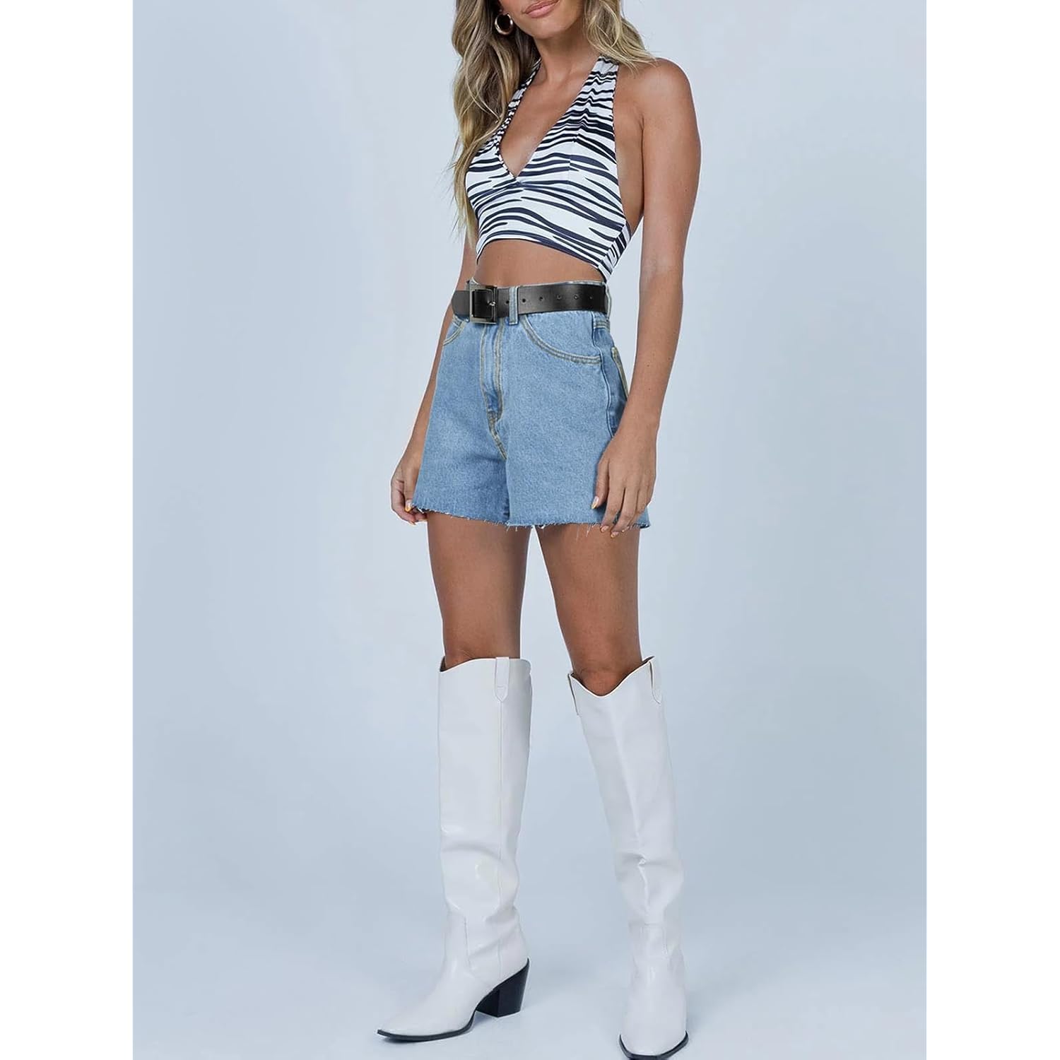 Womens Baggy Jean Shorts High Waisted Straight Leg Stretchy Raw Hem Mom Denim Shorts