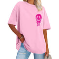 Womens Oversized Tshirt Graphic Tees Crew Neck Summer Short Sleeve Loose Fit Tops 2026 A-letter Print Pink
