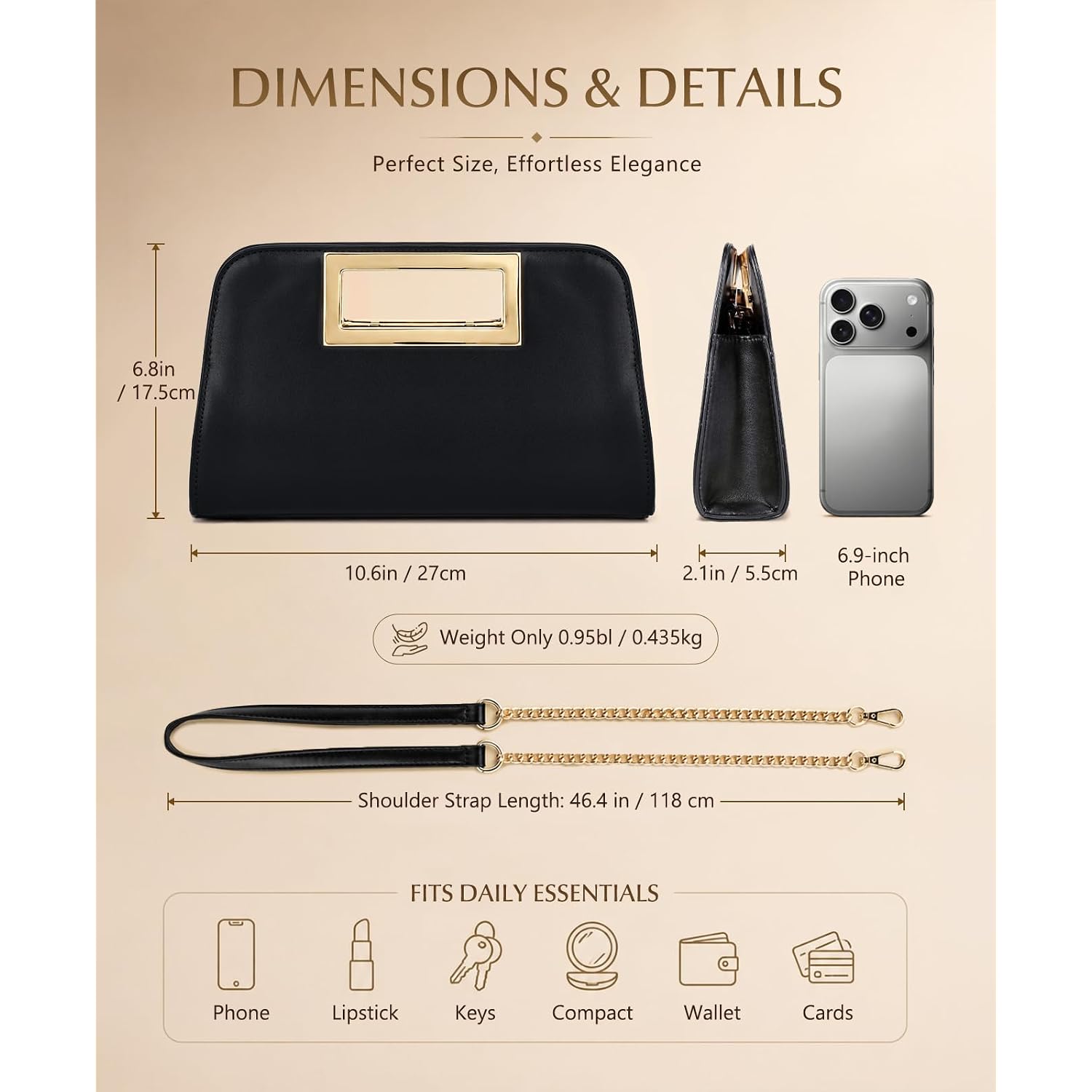 Vaschy Clutch Purse For Women,Fashion Vegan Leather Cut-Out Handle Evening Handbag Crossbody Shoulder Bag For Wedding,Party