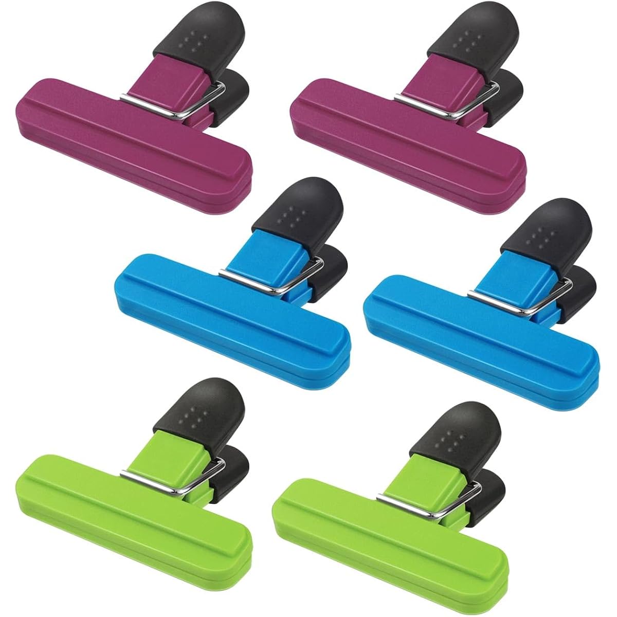 6 Pack Chip Bag Chips Food Clips With Heavy Duty Tight Seal Grip Plastic Bags Clips For Food Storage Assorted Colors Food Bag Clips Snack Clips Small Sizes Kitchen Clip For Coffee Snacks (3 Colors)