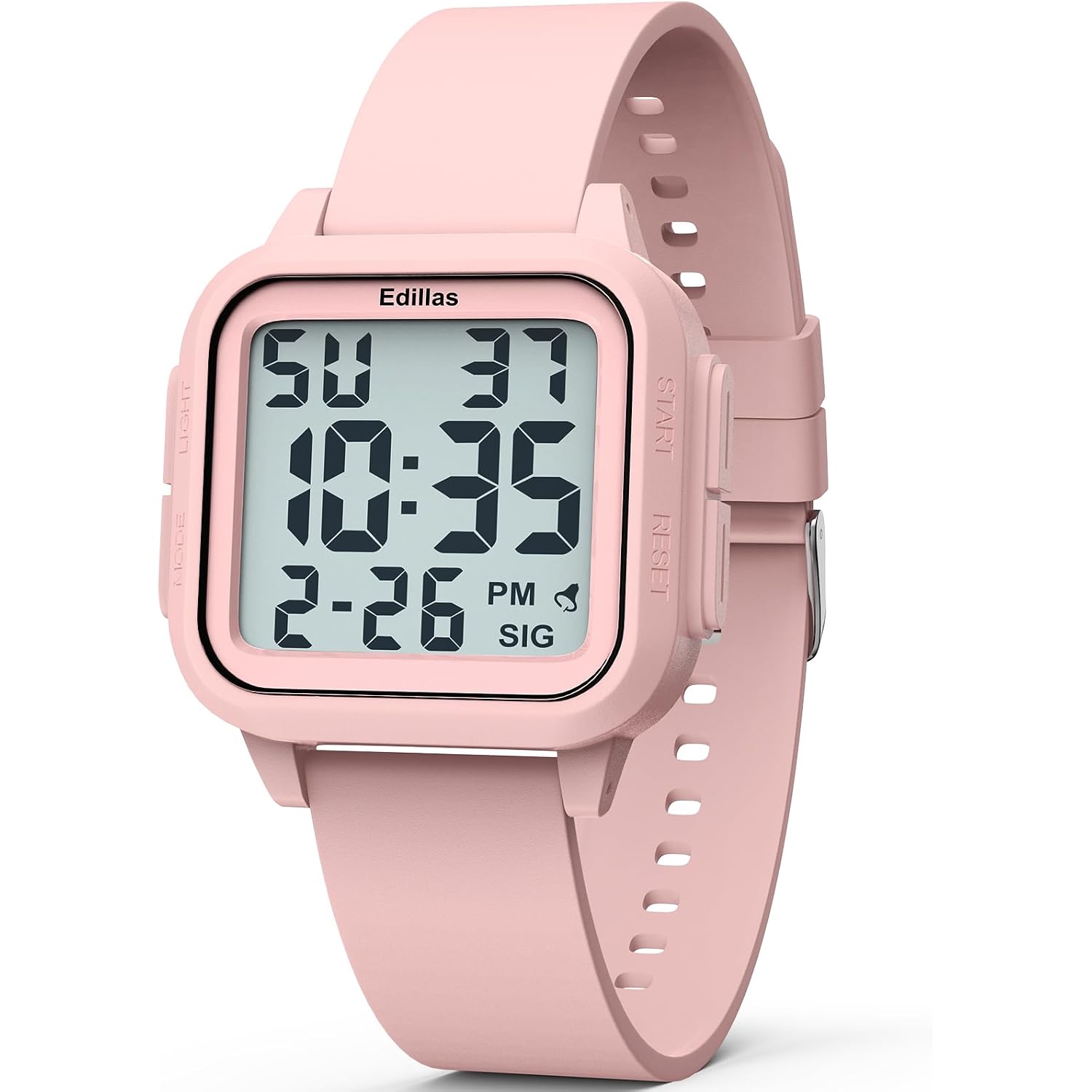 Edillas Square Sport Watch Digital For Women'S Men'S Big Numbers Large Face 5Atm Waterproof Alarm Stopwatch Date Week Military Back Light Wristwatch For Teenagers