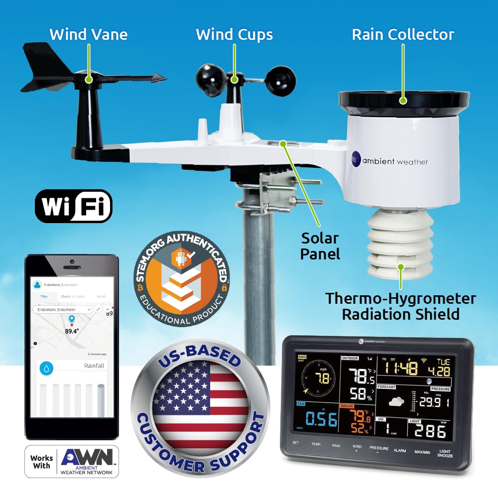 Ambient Weather Ws-2902 Wi-Fi Smart Weather Station | With Wi-Fi Remote Monitoring And Alerts