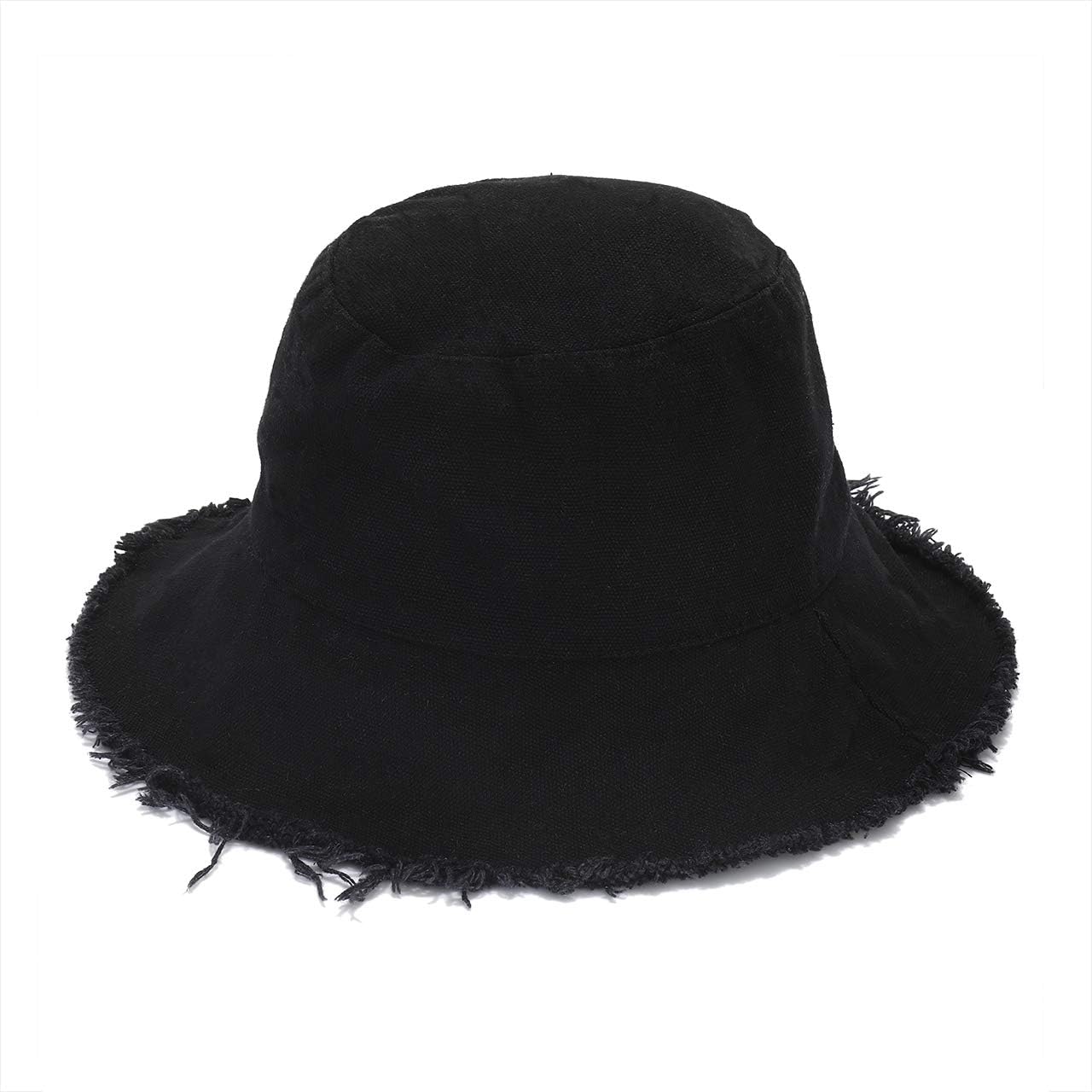 Sun Hats for Women Summer Casual Wide Brim Cotton Bucket Hat Beach Vacation Travel Accessories Black