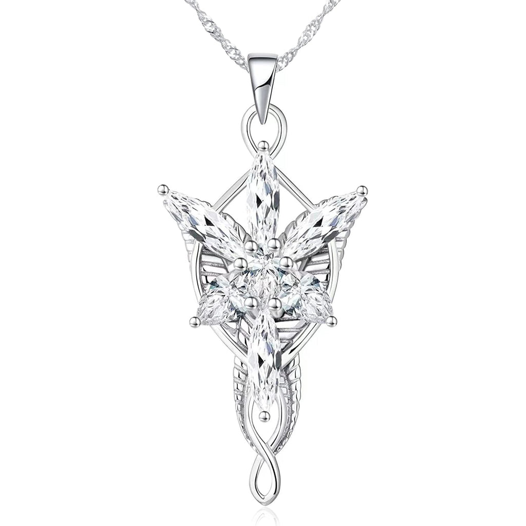 Lord of The Ring/Arwen Evenstar/Elven Green Tree Leaf/Thorin Oakenshield Necklace Lord of The Ring Pendant Necklace with Cubic Zirconia,Elvish Jewelry for Women
