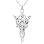 Lord of The Ring/Arwen Evenstar/Elven Green Tree Leaf/Thorin Oakenshield Necklace Lord of The Ring Pendant Necklace with Cubic Zirconia,Elvish Jewelry for Women