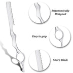 Hair Razors For Cutting Hair, 6.9" Stainless Steel Hair Thinning Razor Kit With 10Pcs Replacement Blades, Professional Styling Texturizing Cutting Razor Tool For Salon And Home