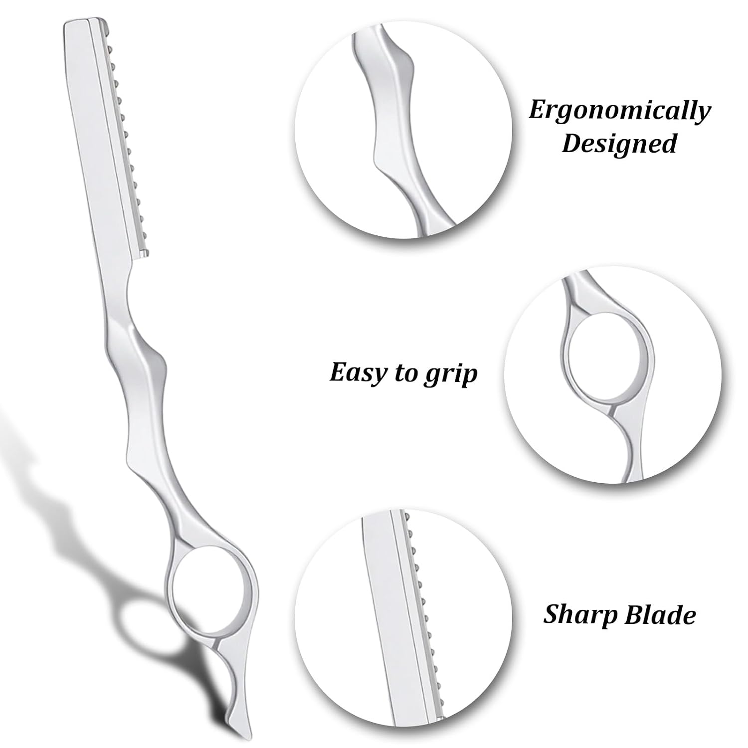 Hair Razors For Cutting Hair, 6.9" Stainless Steel Hair Thinning Razor Kit With 10Pcs Replacement Blades, Professional Styling Texturizing Cutting Razor Tool For Salon And Home