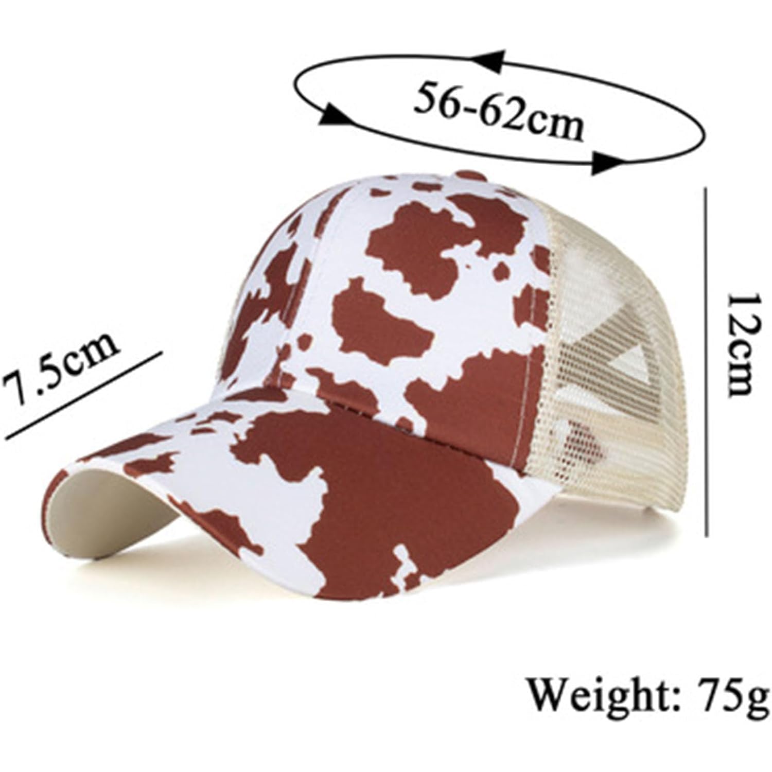 Womens Cow Print Baseball Cap Unisex Adjustable Baseball Hat Casual Cotton Sun Hats for Teen Girls Mesh (Cow White)