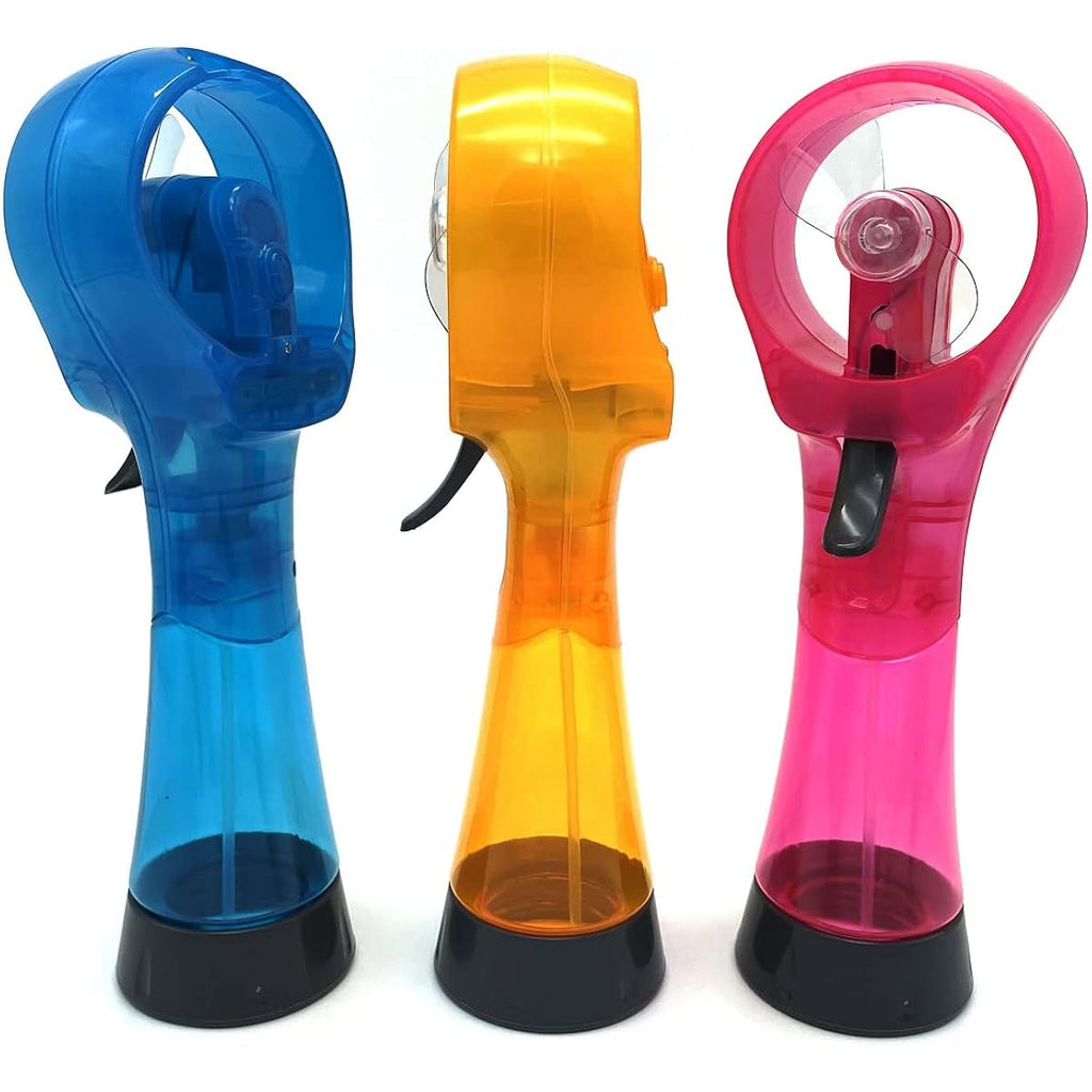 Handheld Water Misting Fan Outdoor Portable Hand Mini Fan Atomizer For Summer Beach, Travel, Camping, Bbq And More Outdoor Activities - 3 Piece Set（Sky Blue/Yellow/Pink）