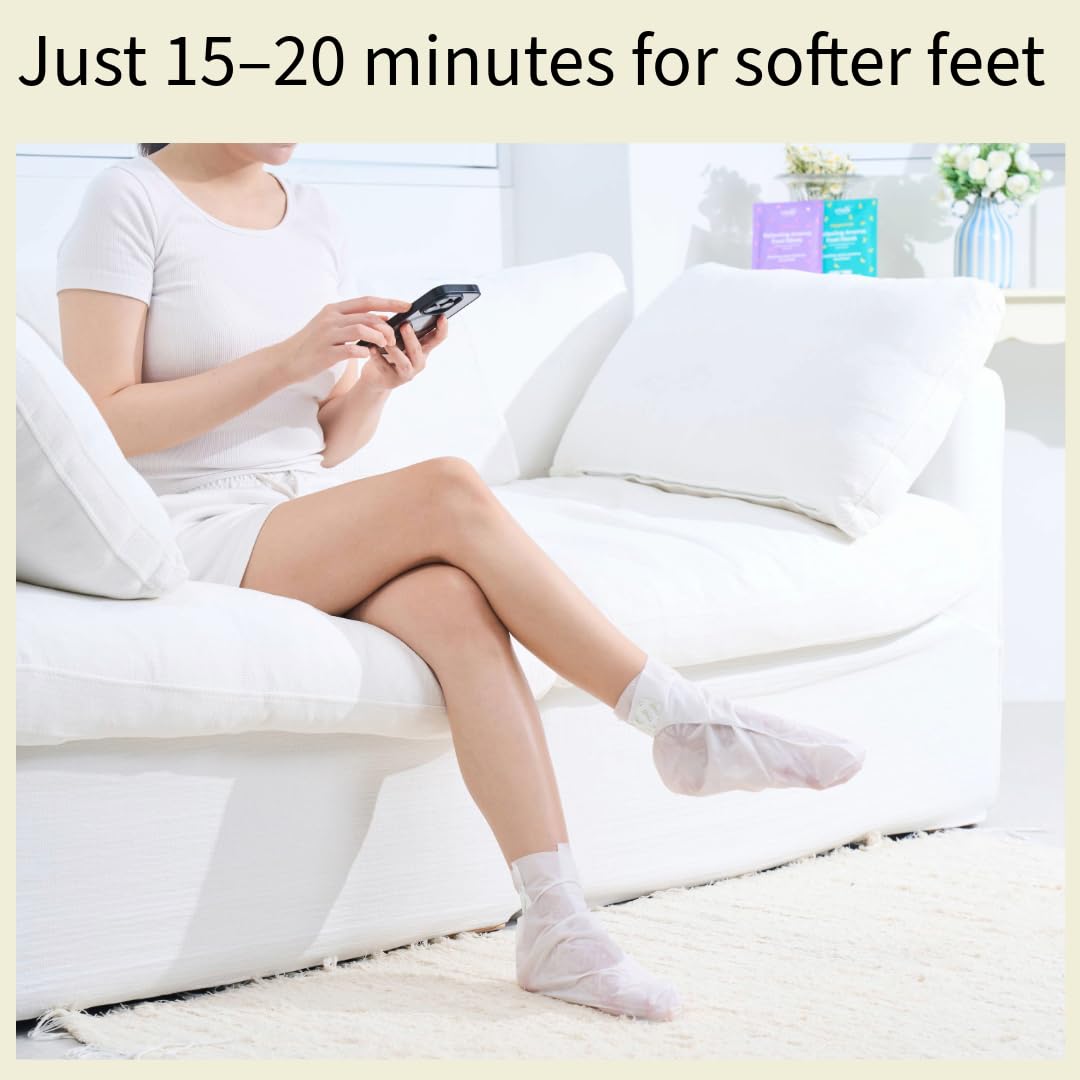 Relaxing Aroma Foot Mask, Home Spa Moisturizing Pedicure Socks, 6 Pairs, For Dry Cracked Heel, Hydrating Foot Treatment, Made in Korea (Lavender)