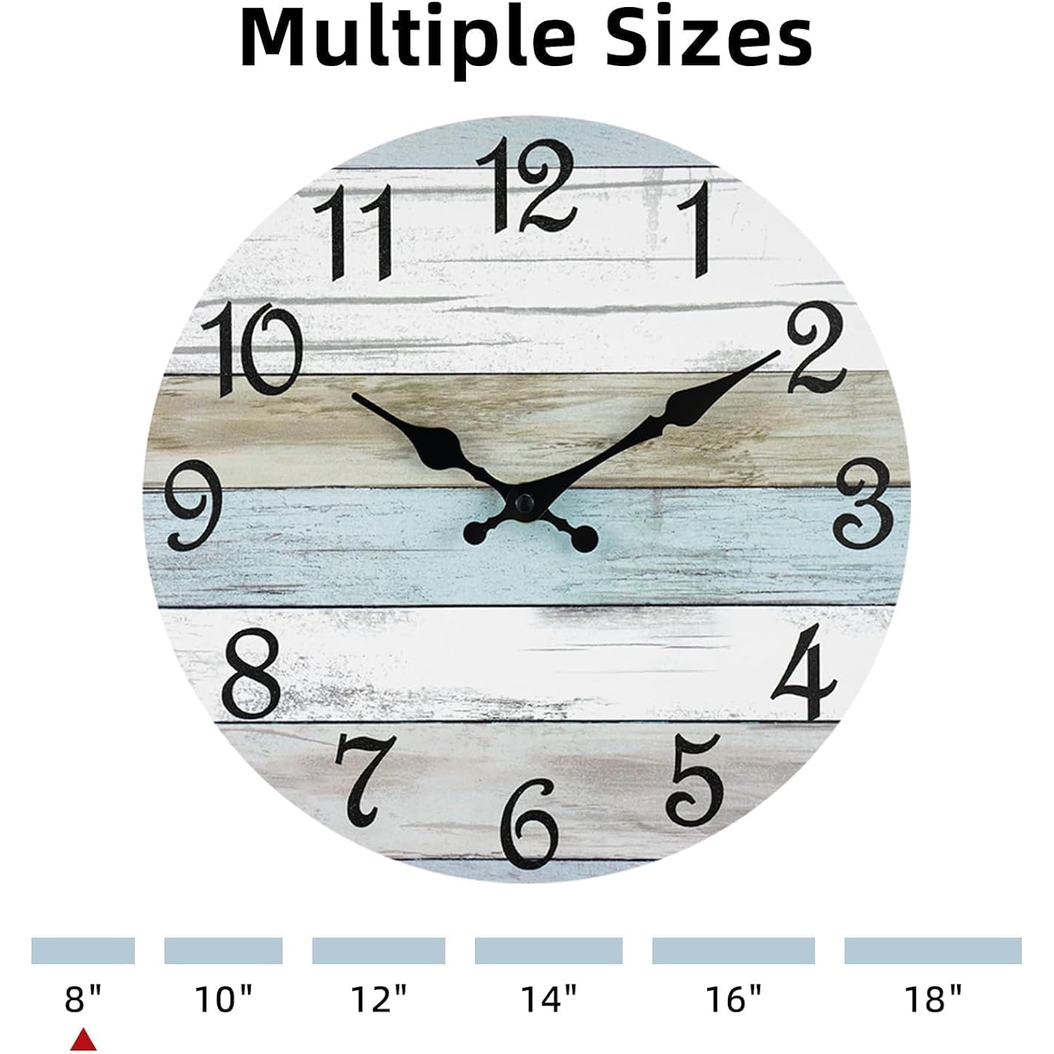 Wall Clock, Silent Non Ticking Battery Operated, Rustic Coastal Country Clock Decorative For Bathroom Kitchen Bedroom 8