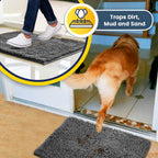 Muddy Mat® | Super Water Absorbent Door Mat Indoor, Microfiber Quick Dry Chenille Entryway Rug, Slip Resistant Front Door Mat, Indoor Mats For Entryway, Machine Washable Pet Rug, Grey 30"X19"
