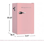 Frigidaire Efr376 Retro Bar Fridge Refrigerator With Side Bottle Opener, 3.2 Cu. Ft, Pink/Coral