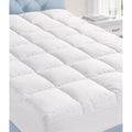 Fracho Cotton Mattress Topper Queen Size, Extra Thick Pillow Top Mattress Pad Cover With Breathable Pure Cotton Surface, Cooling Plush Bed Topper For Back Support, 8-21" Elastic Deep Pocket, White