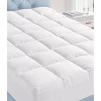 Fracho Cotton Mattress Topper Queen Size, Extra Thick Pillow Top Mattress Pad Cover With Breathable Pure Cotton Surface, Cooling Plush Bed Topper For Back Support, 8-21" Elastic Deep Pocket, White