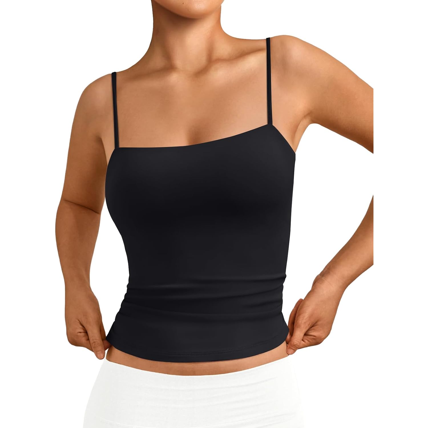 Trendy Queen Women'S Double Lined Camisole Tank Tops - Adjustable Spaghetti Strap Sleeveless Top, Basic Tank For Layering