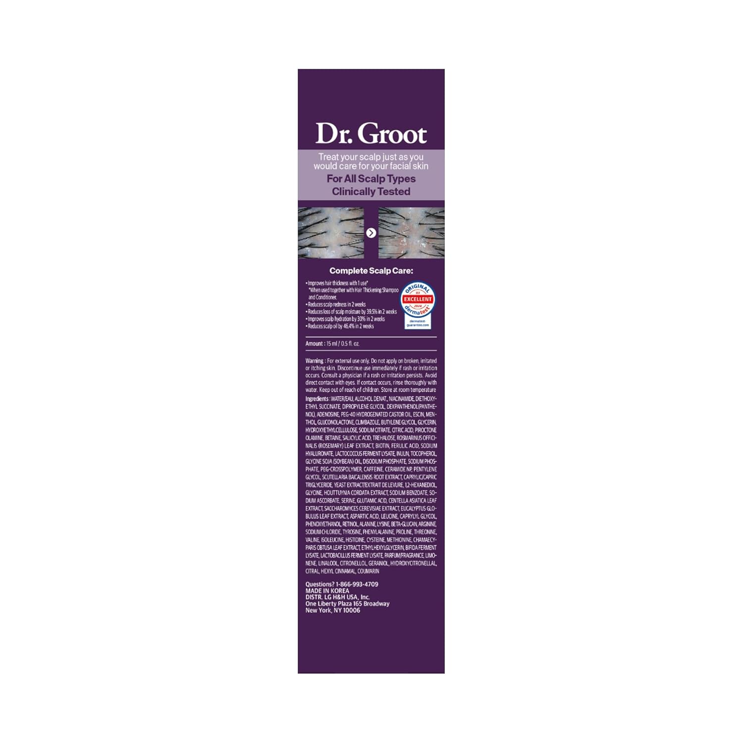 Dr. Groot Award-Winning Hair Thickening Serum for Hair Loss, Thinning Hair, Korean Hair Care, Scalp Treatment, Clinically Tested, Thicker, Reduces Oil, Roll On