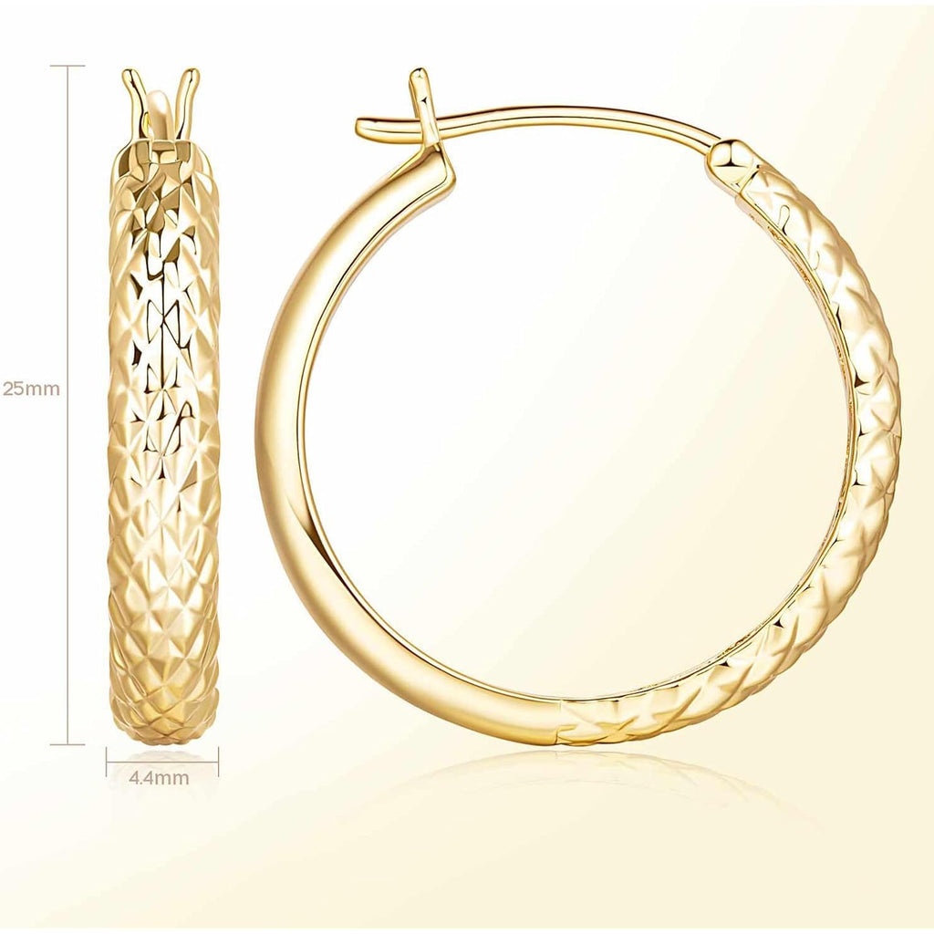 AIGAMIT 14K Gold Hoop Earrings for Women Gold Earrings for Women Trendy 14k Gold Hoop Earring for Women Hoops Unique Pattern Womens Hoops Earring 25mm