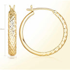 AIGAMIT 14K Gold Hoop Earrings for Women Gold Earrings for Women Trendy 14k Gold Hoop Earring for Women Hoops Unique Pattern Womens Hoops Earring 25mm