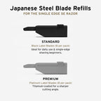 SUPPLY Single Edge SE Blade Refills for Men – Pack of 8 Japanese-Made Black Label Injector Razor Blades – Fits the SUPPLY SE Razor, 10-12 Shaves Each