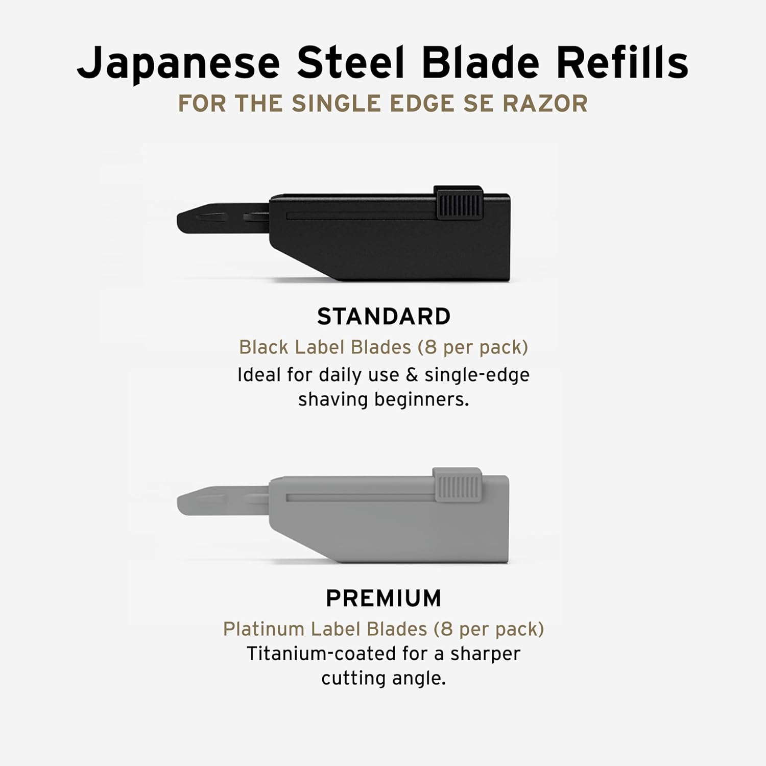 SUPPLY Single Edge SE Blade Refills for Men – Pack of 8 Japanese-Made Black Label Injector Razor Blades – Fits the SUPPLY SE Razor, 10-12 Shaves Each