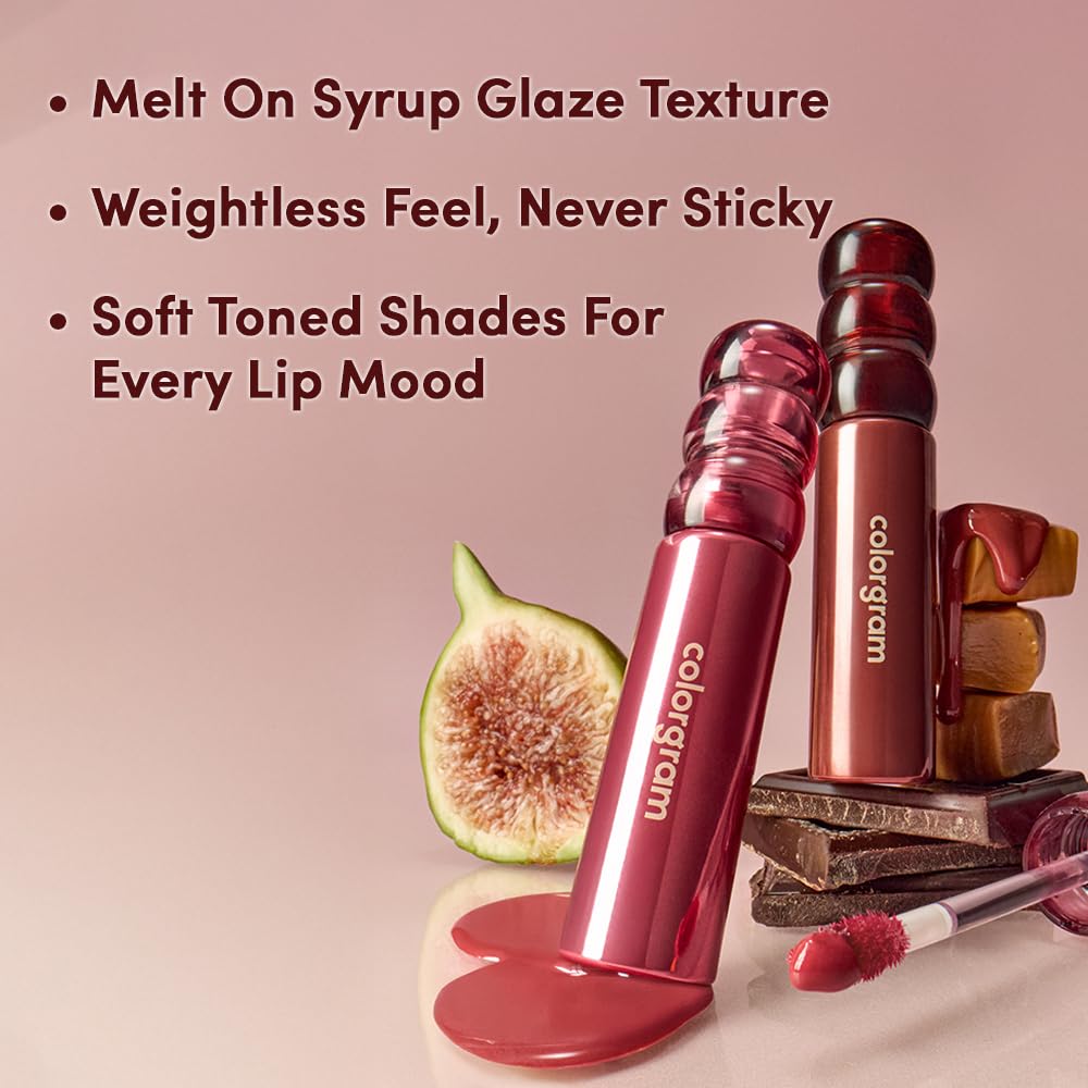Colorgram Fruity Glass Tint Deep Glaze 03 Fig Compote I Korean Makeup Ultimate Sugar-Coated Glow And Non-Stickty Lightweight Finish I High-Shine Glossy I Korean Lip I Summer Make Up