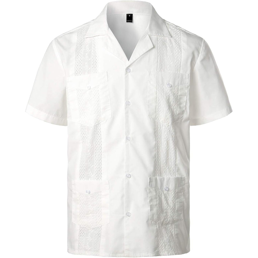 Vatpave Mens Short Sleeve Button Down Cuban Guayabera Shirts