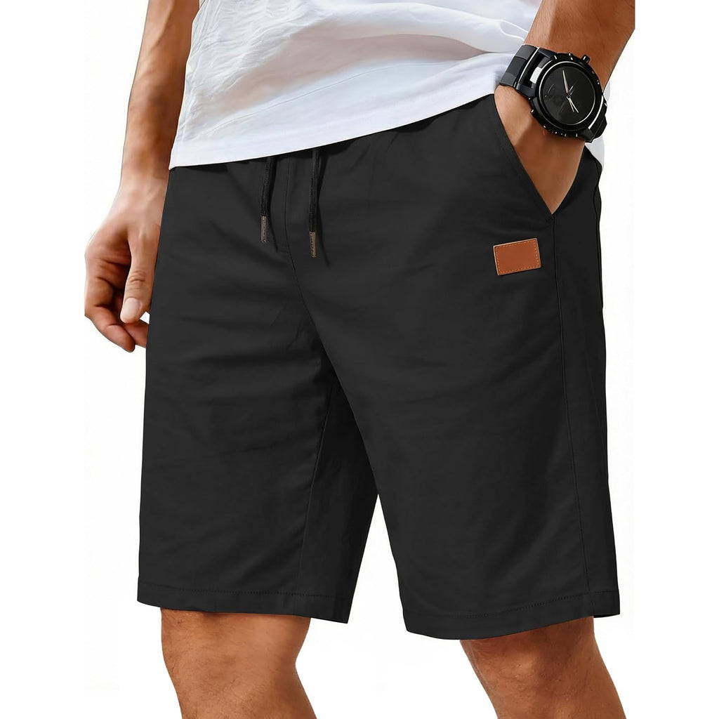 Coofandy Mens Casual Shorts Cotton Elastic Waist Drawstring Shorts Lightweight Summer Beach Shorts
