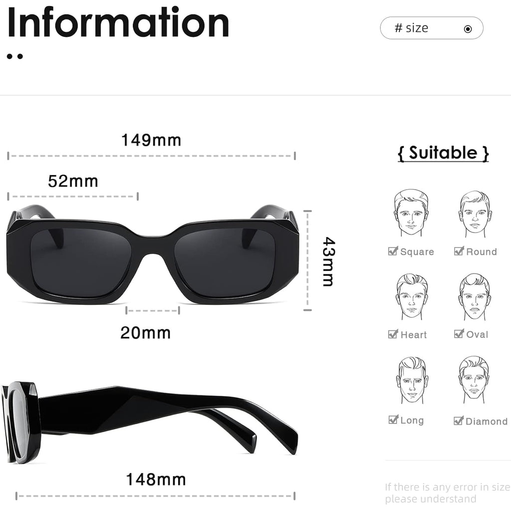 Kimorn Rectangle Sunglasses For Women Men Trendy Retro Trendy Sun Glasses 90’S Vintage Square Frame K1307