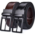 Beltox Fine Men'S Dress Belt Leather Reversible 1.25" Wide Rotated Buckle Gift Box
