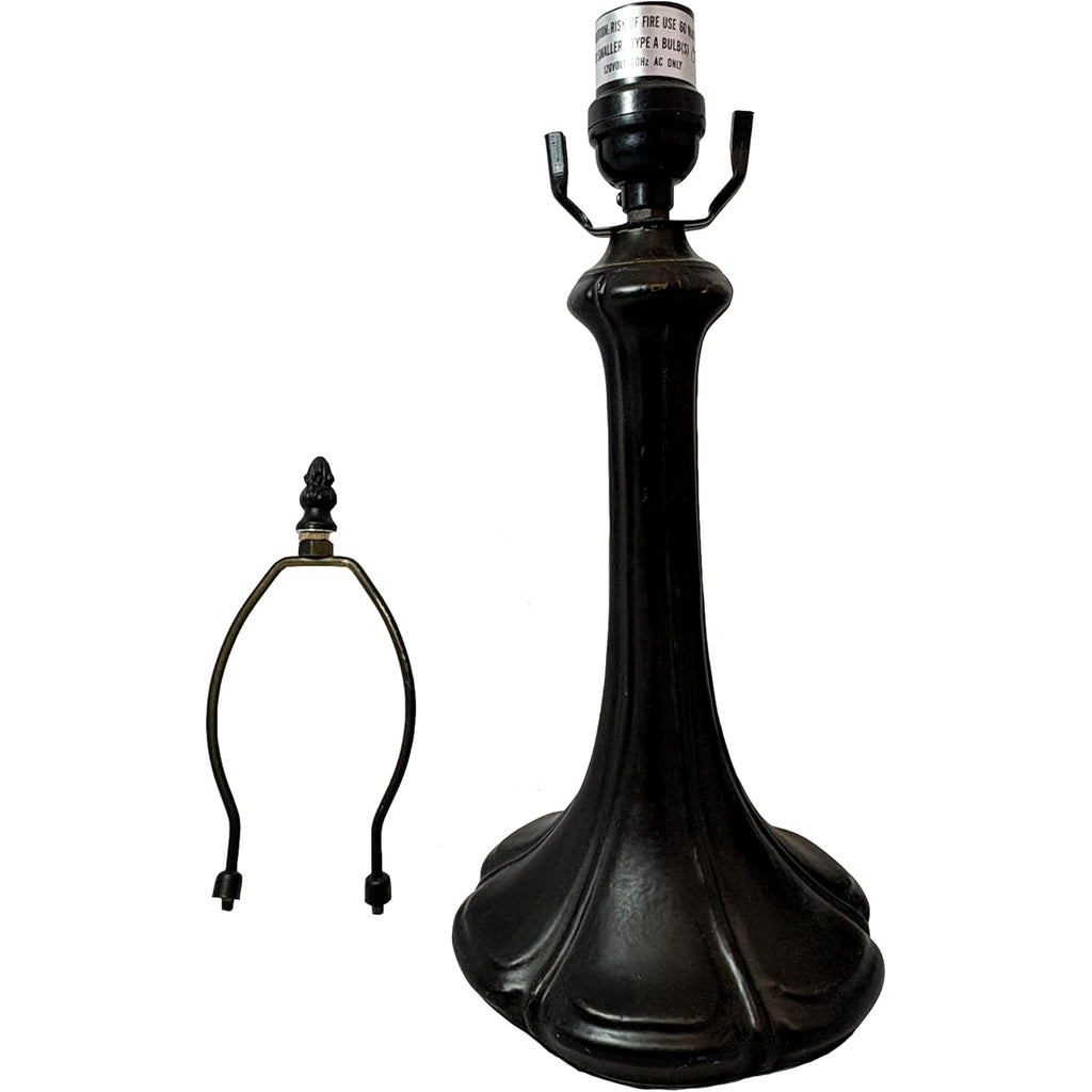 Nouveau Petal Metal Lamp Base, Dark Bronze Finish With Gold Highlights, Nicely Weighted, 17.25" Tall
