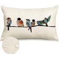 Outdoor Pillow Covers Waterproof 12X20,Outdoor Bird Lumbar Throw Pillow Cases Small Decorative Pillows For Couch Patio Furniture Polyester Linen Teal Blue