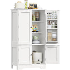 43'H Pantry Cabinet With 4 Doors, Kitchen Cabinet With 6 Door Shelves, Storage Cabinet-Kitchen Pantry For Living Room, Dining Room, Bathroom, White
