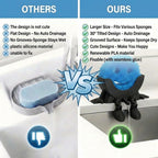 Creative Drainage Sponge Holder: Traceless Glue, 3D Printed Funny Kitchen Sink Holder, Keeps Sponge Dry – For Scrub Daddy (1, Black)