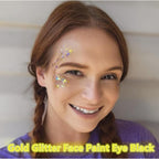 Go Ho Gold Face Body Glitter,Mardi Gras Glitter Makeup Gold Face Paint,Holographic Chunky Sequins Glitters For Eye Lip Hair Nails,Festival Rave Accessories,52G
