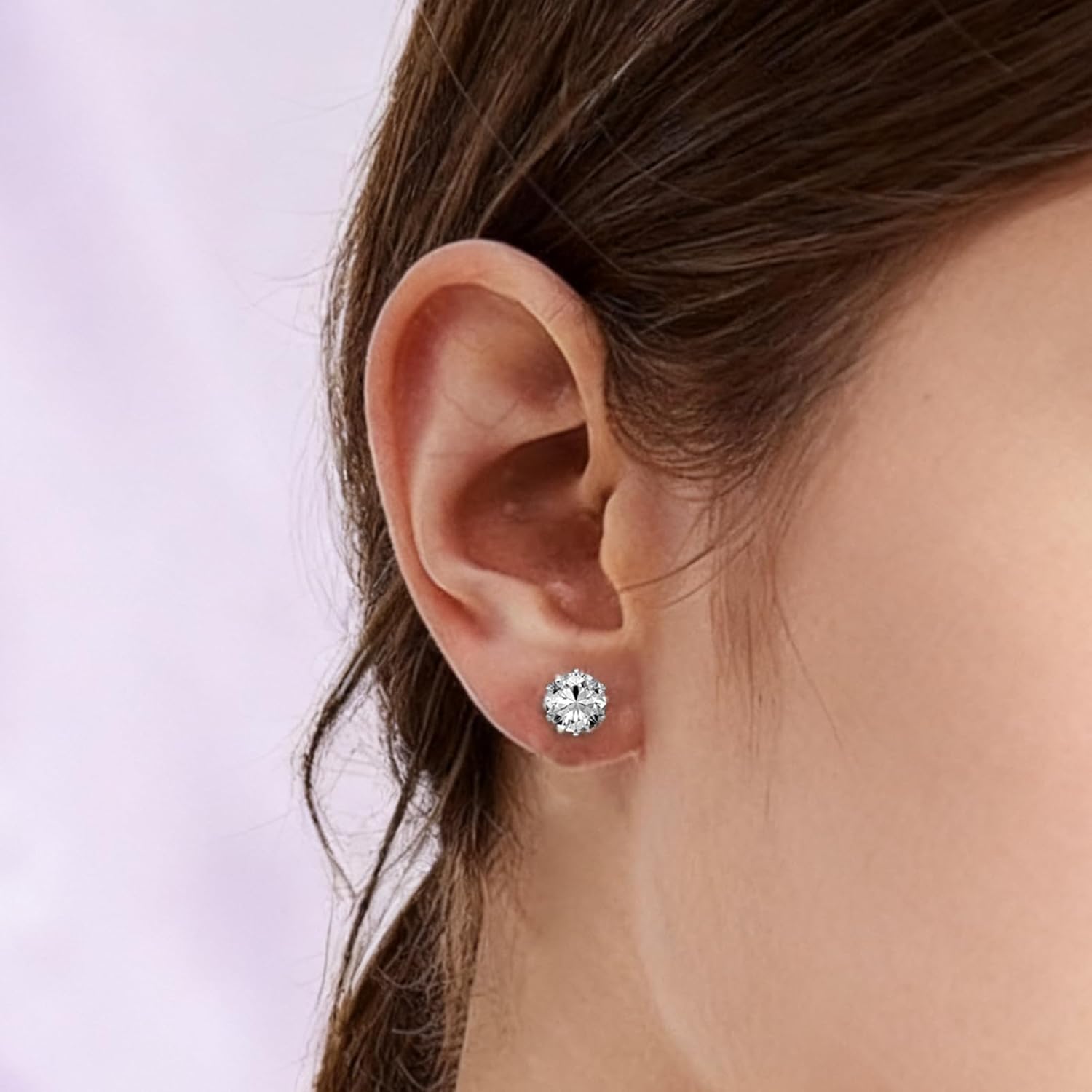 6 Pairs Stainless Steel Stud Earrings Set, Silver 14K Gold Plated 316L Stainless Steel Hypoallergenic Cubic Zirconia CZ Earring for Women Men 3-8mm