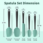Silicone Spatula Set Of 5,High Temperature Resistant, Food Grade Silicone, Dishwasher Safe, For Baking, Cooking (Aqua Green)