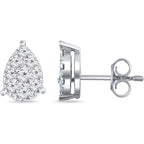 Diamond Wish 14k Gold Teardrop Pear Shape Pave Cluster Diamond Stud Earrings (1/5 to 9/10 cttw, O.White, I2-I3)