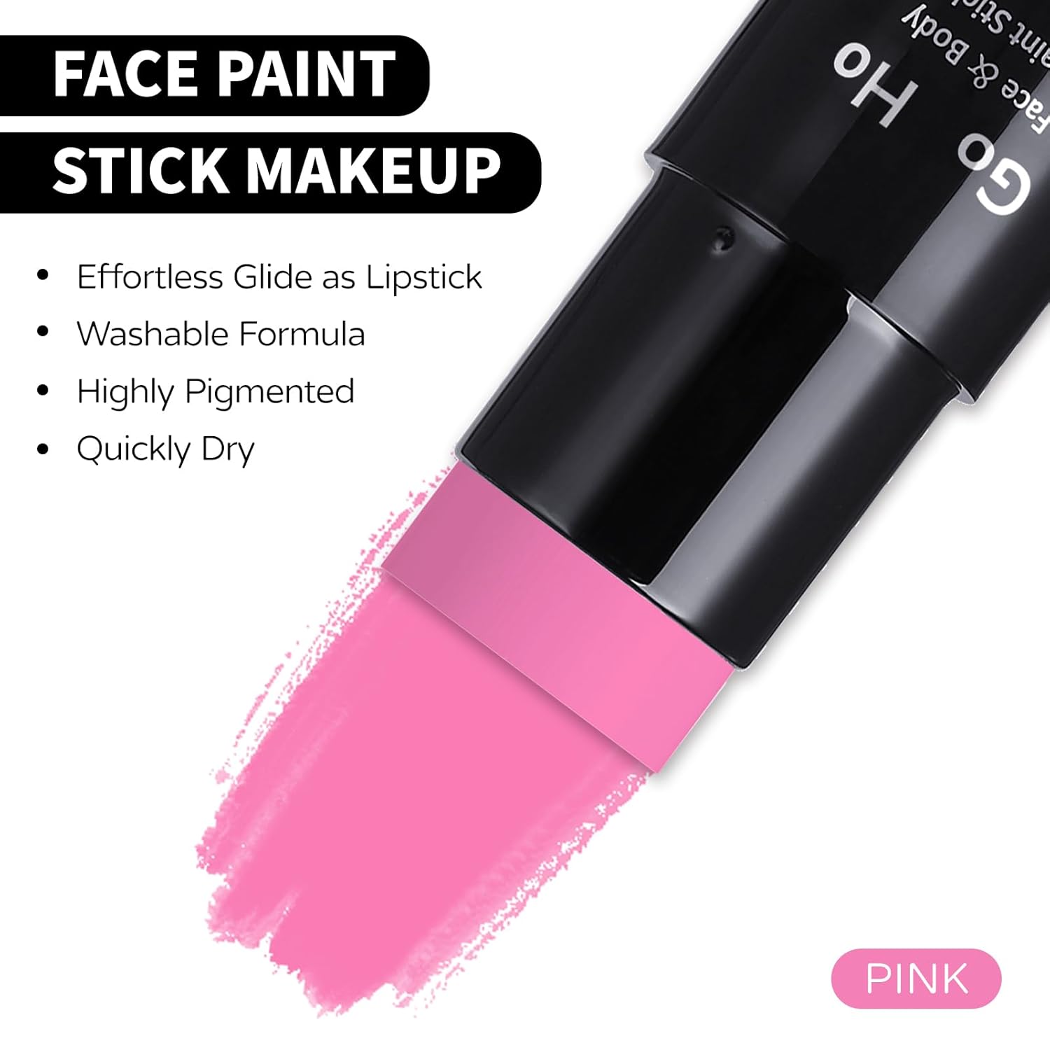 Go Ho Pink Face Body Paint Stick,Water Based Washable Face Paint Stick,Non-toxic Full-coverage Cream Pink Body Paint for Adults Children Halloween Cosplay SFX Makeup