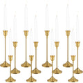 Candlestick Holders 4 Sets(12 Pcs), Brass Gold Candle Holders with Anti-Slip Pad, Metal Taper Candle Holder, Candle Holder for Wedding Fireplace Mantel Housewarming Gift