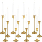 Candlestick Holders 4 Sets(12 Pcs), Brass Gold Candle Holders with Anti-Slip Pad, Metal Taper Candle Holder, Candle Holder for Wedding Fireplace Mantel Housewarming Gift