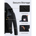 Womens Waterproof Rain Jacket Lightweight Raincoat With Removable Hood | Rain Coat, Windbreaker, Breathable, 4 Zip Pockets, Velcro Cuffs, 2-Way Storm Flap, Mesh Lining, Active Outdoor, Camping