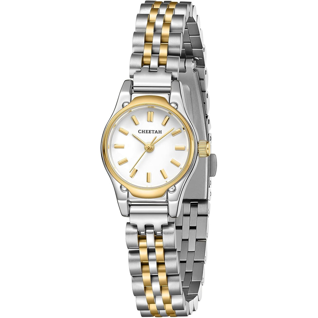 CHEETAH Gold Watches for Women, Dainty Small Round Dial, with Stainless Steel Bracelet Watchband, Waterproof